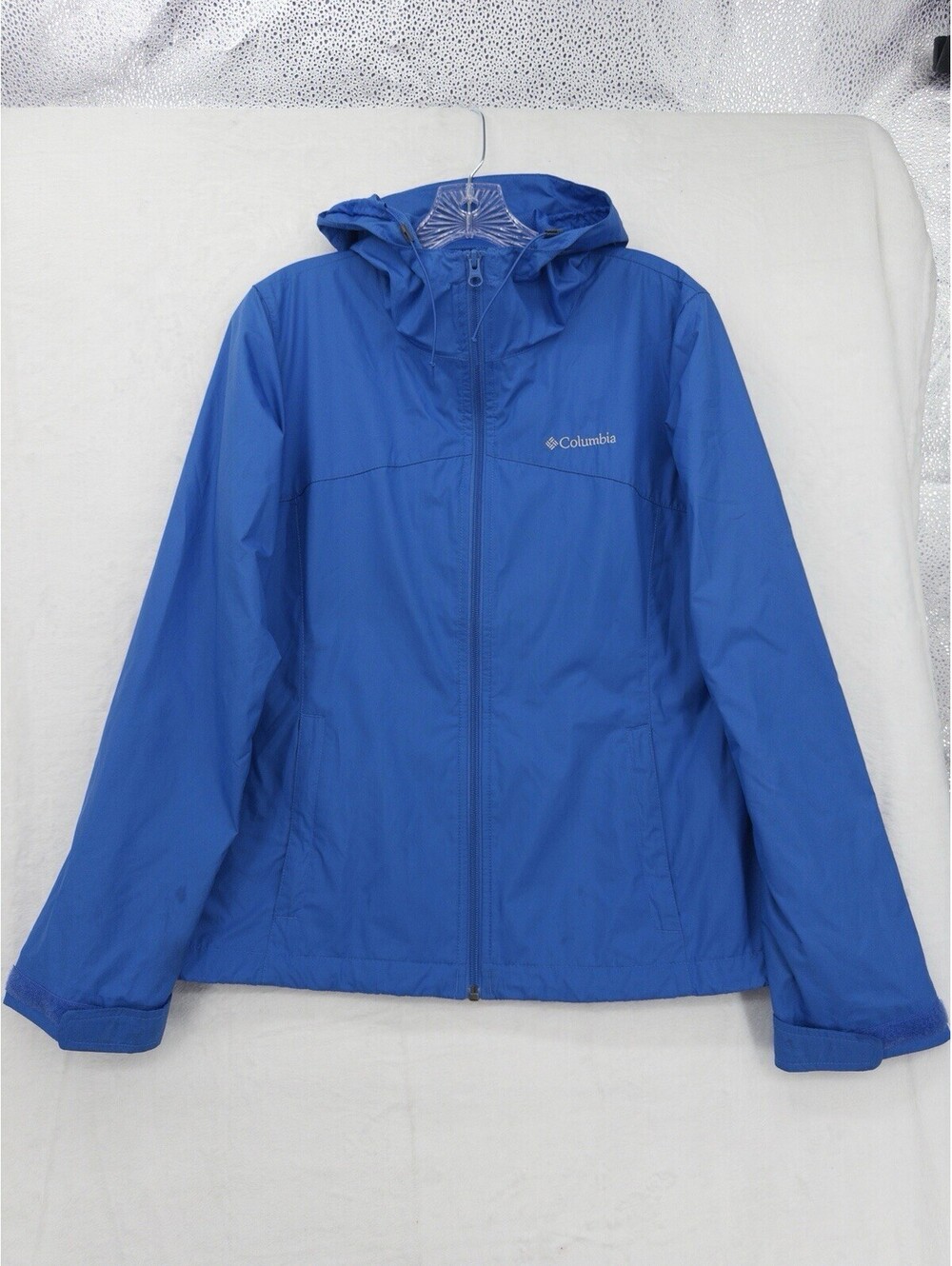 Columbia Jacket Women Medium Blue Windbreaker Hooded Full Zip Lightweight